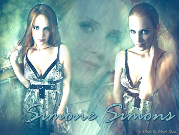 Simone Simons, blue, people, epica, red HD wallpaper