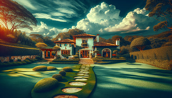 Enchanting Villa, villa, mansion, landscape, cloud, garden HD wallpaper