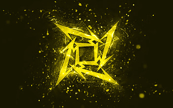 Metallica yellow logo, , yellow neon lights, creative, yellow abstract background, Metallica logo, music stars, Metallica HD wallpaper
