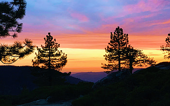 Another angle of the sunset on Taft Point, Yosemite, california, landscape, clouds, trees, colors, sky, usa HD wallpaper