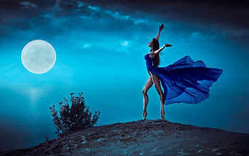 Dancing in Moonlight, blue, fashion, outddors, moon, Model, feminine, evening HD wallpaper