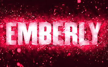 Happy Birtay Emberly, , pink neon lights, Emberly name, creative, Emberly Happy Birtay, Emberly Birtay, popular american female names, with Emberly name, Emberly HD wallpaper