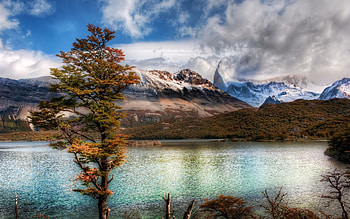 Nature, Mountains, Clouds, Lake, Wood, Tree HD wallpaper