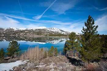 Stretch of June Lake, Nature, Hills, Lakes, California HD wallpaper