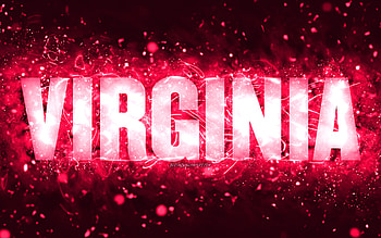 Happy Birtay Virginia, , pink neon lights, Virginia name, creative, Virginia Happy Birtay, Virginia Birtay, popular american female names, with Virginia name, Virginia HD wallpaper