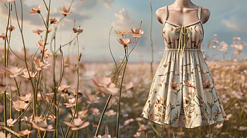 Summer Dress Elegance in Blooming Field, dress, summer dress, flower, fashion, nature HD wallpaper