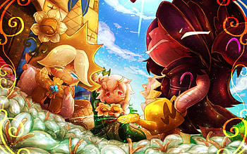 Cookie Run, Pure Vanilla Cookie, White Lily Cookie, Black Raisin Cookie, artwork, protagonists, Cookie Run Kingdom characters, Cookie Run Kingdom HD wallpaper