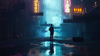 In Neon Slums, neon, artist, artwork, digital-art, artstation HD wallpaper