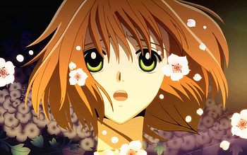 Anime, Flowers, Sight, Opinion, Girl, Brunette, Astonishment, Surprise HD wallpaper