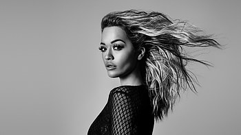 Rita Ora, celebrity, monochrome HD wallpaper