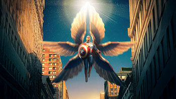 Captain America Rising With Golden Wings, captain-america-brave-new-world, superheroes, artwork, captain-america, artist, anthony-mackie, art, digital-art HD wallpaper