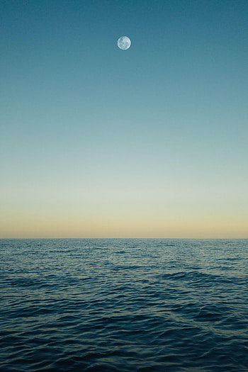 Nature, Water, Sea, Moon, Horizon, Glare HD phone wallpaper