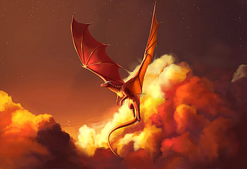 Fiery Dragon Sunset , dragon, artist, artwork, digital-art, deviantart HD wallpaper
