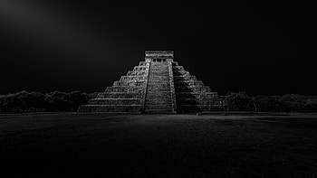 Monochrome Majesty — Chichén Itzá Pyramid, Monochrome, Mexico, Chichen Itza, Monument, Pyramid HD wallpaper