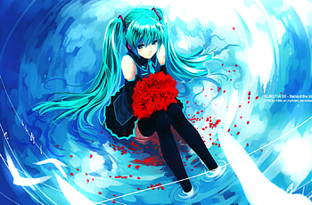 behind_the_blue, cute, miku, girl, fanart HD wallpaper