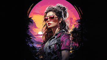 Retro Revival Synthwave Girl Channels The 90s Spirit, dark, synthwave, artist, artwork, digital-art, deviantart HD wallpaper