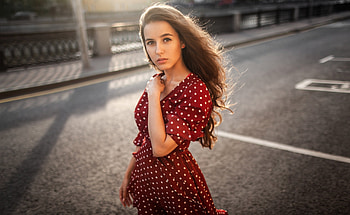 Outdoor, brunette, long hair, woman, pretty HD wallpaper