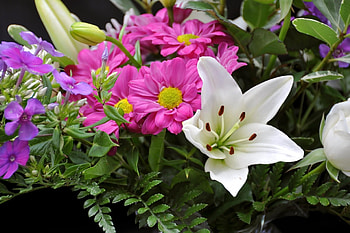 Flowers, Fern, Close-Up, Greens, Bouquet, Lily, Composition HD wallpaper