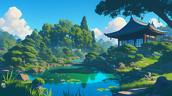 Serene Japanese Anime Landscape, Anime, anime landscape, Japanese HD wallpaper