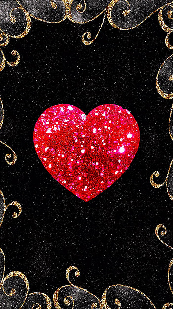 Red Glitter Heart HD phone wallpaper