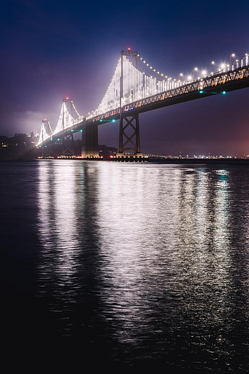 Night, Architecture, Lights, Dark, Bridge HD phone wallpaper