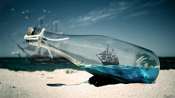 Bottle Beach Macrography, macro, graphy, bottle, beach, sea HD wallpaper