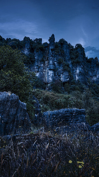 Cliff , Night rocks, Piopio New Zealand, Nature HD phone wallpaper