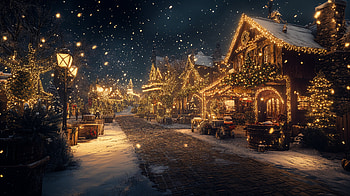 Enchanting Christmas Town in Ultra, christmas town, Christmas, winter, snow, holiday decorations HD wallpaper
