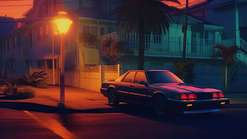 Synthwave Evening Classic Car, classic-cars, cars, synthwave, artist, artwork, digital-art HD wallpaper