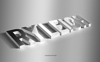 Ryleigh, silver 3d art, gray background, with names, Ryleigh name, Ryleigh greeting card, 3d art, with Ryleigh name HD wallpaper