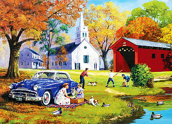 the new chevrolet on the country, chevrolet, country, church, cars HD wallpaper