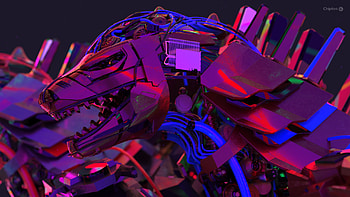 Chiptos X Zilla Sideview Robot Ultra Mechs - Holographic NFT Background Pink HD wallpaper