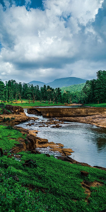 Landscape, Nature, Rivers, Grass, Stones, Mountains HD phone wallpaper