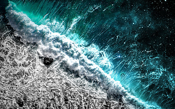 aerial view, waves, sea, tidal bore, coast, summer, beautiful nature, blue water, R, travel concepts HD wallpaper