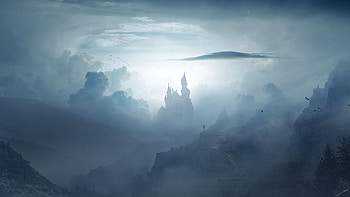 Art, Mountains, Clouds, Lock, Fog HD wallpaper
