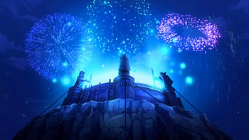 Victory, Domus Flau, Capital, Manga, Crocus, Anime, Night, Grand Magic Games Arc, Fireworks, Fiore, Fairy Tail, Sky HD wallpaper