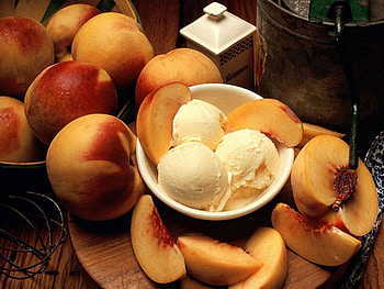 Fruits, Food, Peaches, Ice Cream HD wallpaper