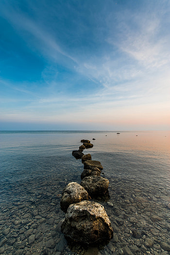 Nature, Stones, Pebble, Sky, Sea, Horizon HD phone wallpaper