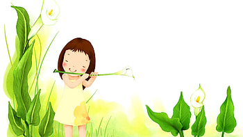 Plants, Flowers, Miscellanea, Miscellaneous, Drawing, , Girl HD wallpaper