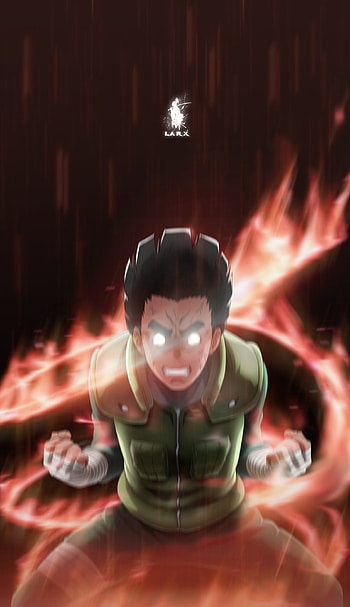 rock lee, naruto, art, rocklee, ninja, fire, larx, anime HD phone wallpaper