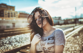Girl With Hair Flying On Face , girls, model HD wallpaper