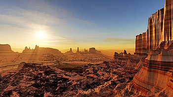 magnificent canyon at sunrise, cliffs, sandstone, canyon, sunrise HD wallpaper