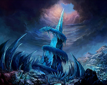 Frozen Wasteland, blue, frozen, fantasy, dragon, wasteland, ice HD wallpaper