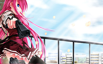 Anime Girl With Gun 892492 ... HD wallpaper