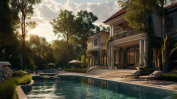 Luxurious Home with Pool, luxury home, dream home, pool HD wallpaper