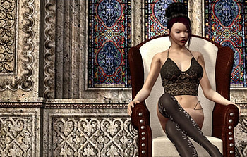 Sitting, chair, lady, abstract, fantasy HD wallpaper