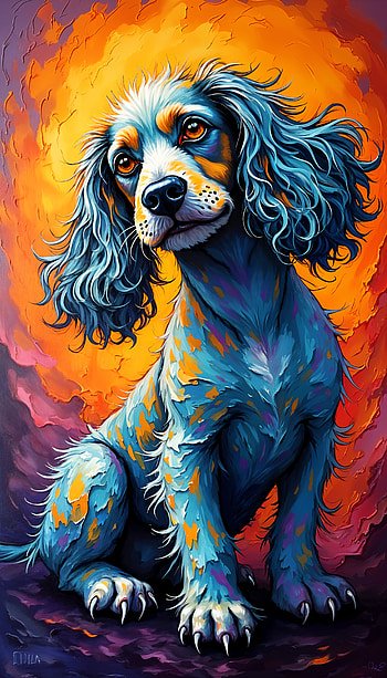 Cocker Spaniel Delight: A Vibrant , Animal, dog, artistic, colorful HD phone wallpaper