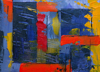 Vibrant abstract expressionist painting with bold colors and textured strokes. HD wallpaper