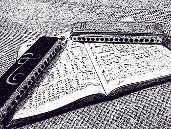 harmonica music, notes, music, a book of music, parties, white and black, sheet music, harmonica HD wallpaper