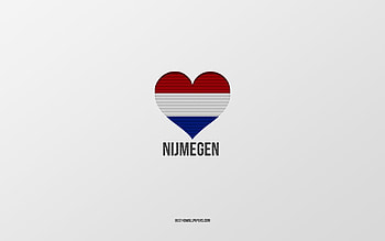 I Love Nijmegen, Dutch cities, Day of Nijmegen, gray background, Nijmegen, Netherlands, Dutch flag heart, favorite cities, Love Nijmegen HD wallpaper